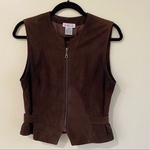 Talbots Brown Suede Zip Vest